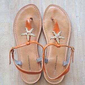 Pilcro and the Letterpress T-Strap Ankle Strap Burnt Orange Starfish Sandals
